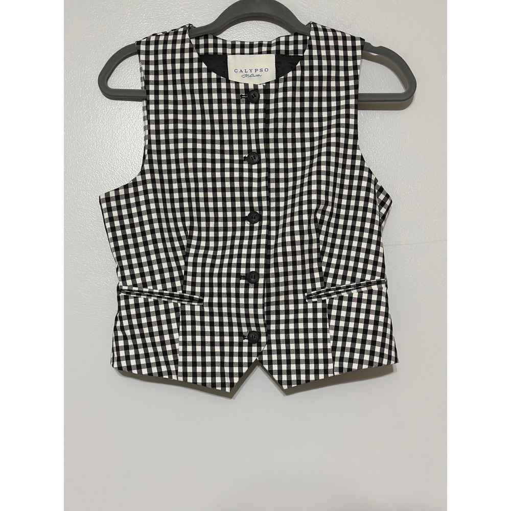 Calypso St. Barth Black and White Checkered Vest Women's Size 8